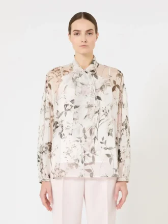 Bluse aus bedrucktem Chiffon, weiß