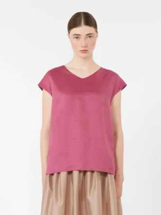 Bluse aus Ramie-Canvas, zyklamenfarben