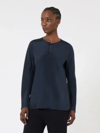 Bluse aus Seiden-Crêpe de Chine, ultramarinblau
