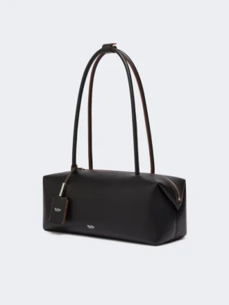 Bowler-Tasche aus Naturleder, schwarz