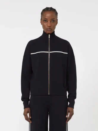 Boxy-Strickjacke aus Stretch-Viskose, marineblau