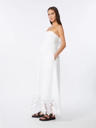 Bustierkleid aus Leinen-Canvas, weiß
