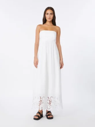 Bustierkleid aus Leinen-Canvas, weiß