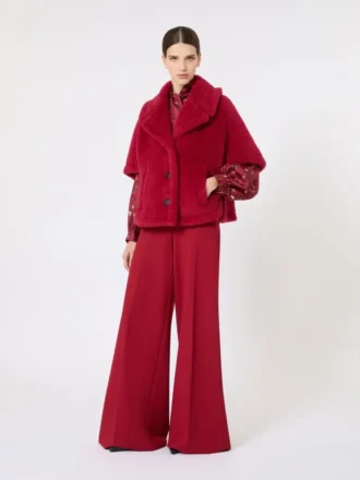 Cape aus Alpaka- und Woll-Teddy-Stoff, rot