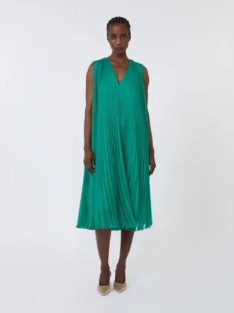 Chiffonkleid mit Plissee-Falten, grün