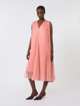 Chiffonkleid mit Plissee-Falten, rosa