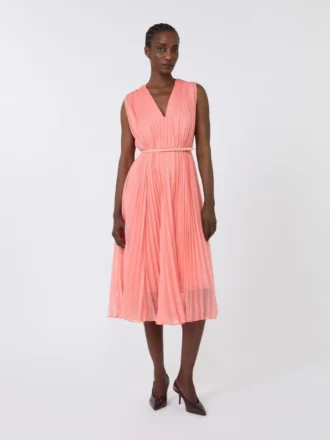 Chiffonkleid mit Plissee-Falten, rosa