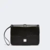 Clutch aus glattem Leder, schwarz
