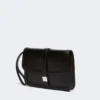 Clutch aus glattem Leder, schwarz
