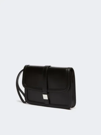 Clutch aus glattem Leder, schwarz