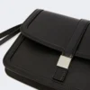 Clutch aus glattem Leder, schwarz