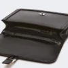 Clutch aus glattem Leder, schwarz
