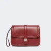 Clutch aus Glattleder, bordeauxrot