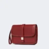 Clutch aus Glattleder, bordeauxrot