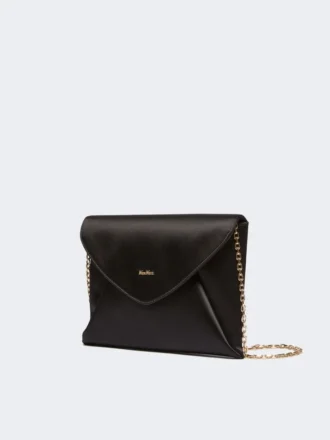 Clutch aus Viskose und Seidensatin, schwarz