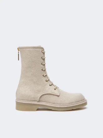 Combat-Stiefel aus reinem Kaschmir, beige