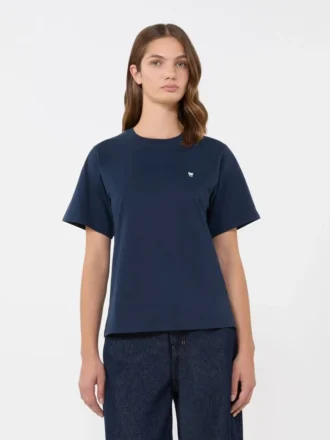 Einfaches T-Shirt aus Baumwolle, marineblau