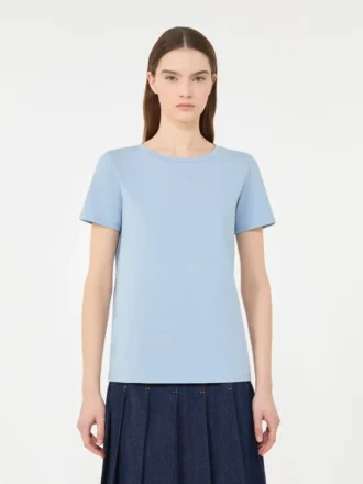 Einfaches T-Shirt aus Baumwolljersey, hellblau