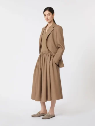Midirock aus Wollstoff, haselnussbraun