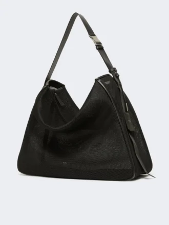 Extra große Handtasche aus technischem Netzgewebe, schwarz