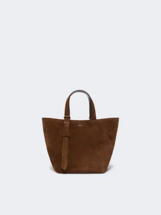 Extra kleine Archetipo-Tasche aus Spaltleder, dunkelbraun