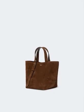 Extra kleine Archetipo-Tasche aus Spaltleder, dunkelbraun