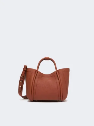 Extra kleine Ledertasche im Marine-Stil, rostrot