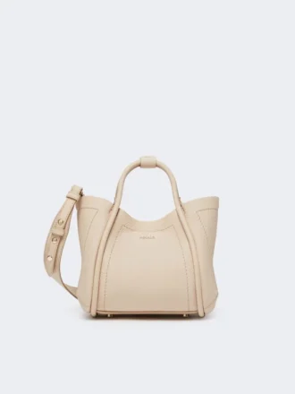Extra kleine Marine-Tasche aus Leder, eisblau
