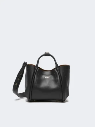 Extra kleine Marine-Tasche aus Leder, schwarz