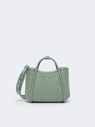 Extra kleine Marine-Tasche im Raffia-Look mit Korbgeflecht, salbeigrün