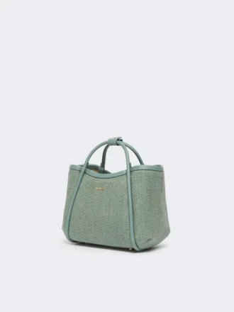 Extra kleine Marine-Tasche im Raffia-Look mit Korbgeflecht, salbeigrün