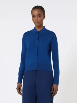Femininer Wollcardigan, China-Blau
