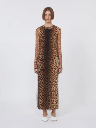 Figurbetontes Kleid aus Tülljersey, beige meliert