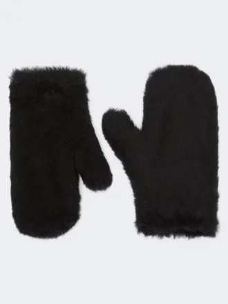 Fäustlinge aus Alpaka- und Woll-Teddy-Stoff, schwarz