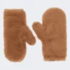 Fäustlinge aus Teddy-Stoff, kamelfarben