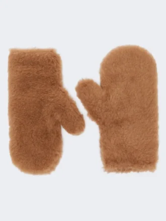 Fäustlinge aus Teddy-Stoff, kamelfarben
