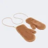 Fäustlinge aus Teddy-Stoff, kamelfarben
