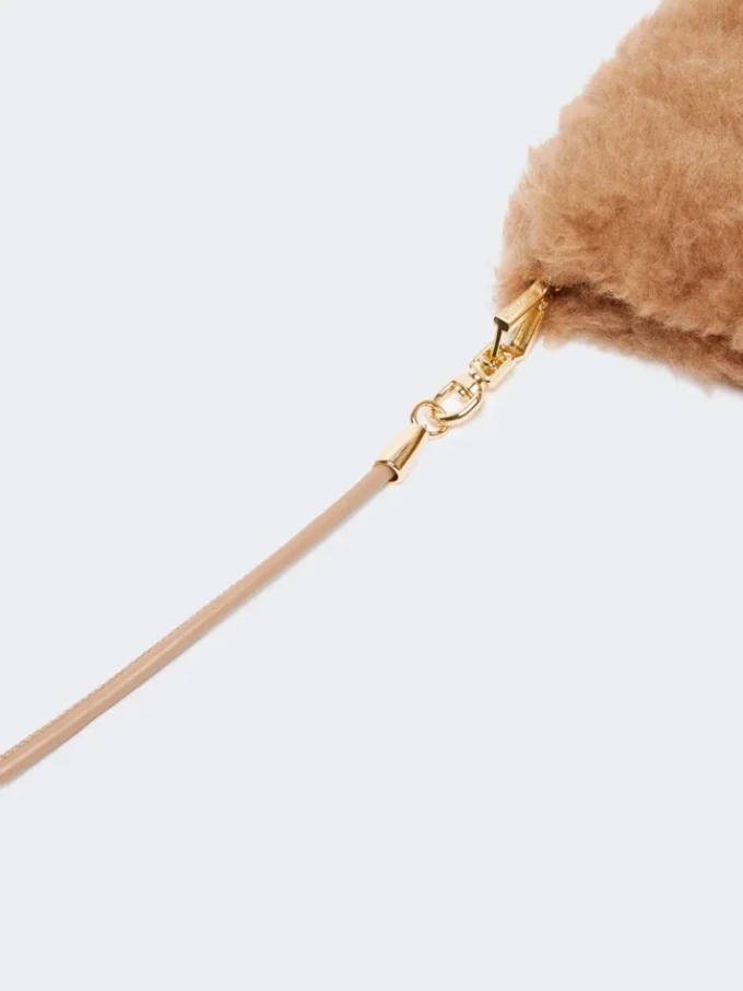 Fäustlinge aus Teddy-Stoff, kamelfarben