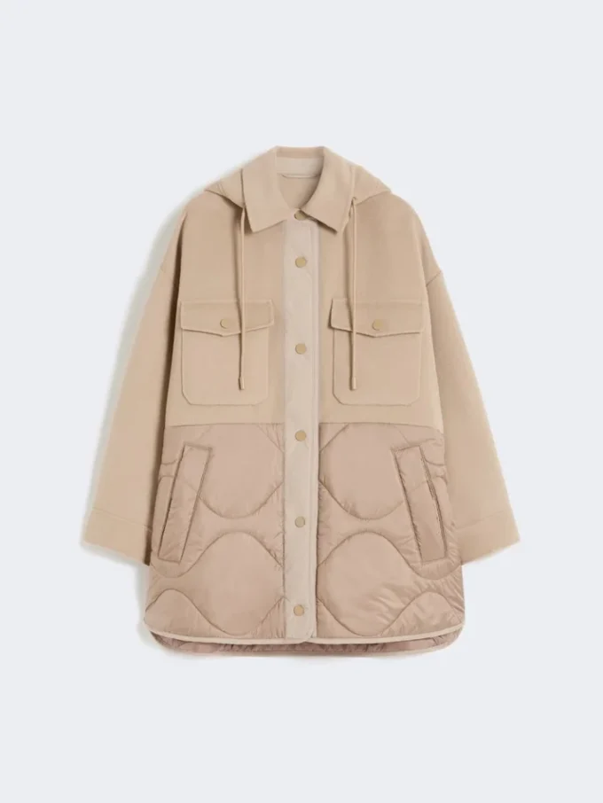 Gefütterter Mantel aus beidseitig tragbarer Wolle und Nylon, Farbe Camel Gefütterter Mantel aus beidseitig tragbarer Wolle und Nylon, Farbe Camel