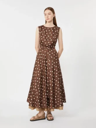 Gemustertes Twill-Kleid, braun