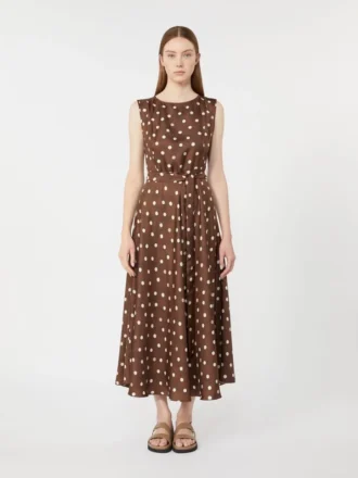 Gemustertes Twill-Kleid, braun