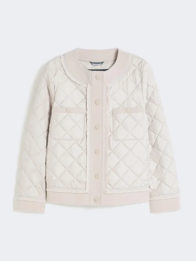 Gepolsterte, verkürzte Jacke aus wasserabweisendem Canvas, sandfarben Gepolsterte, verkürzte Jacke aus wasserabweisendem Canvas, sandfarben