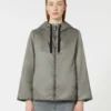 Gepolsterte, wasserabweisende Canvas-Kapuzenjacke, mittelgrau Gepolsterte, wasserabweisende Canvas-Kapuzenjacke, mittelgrau