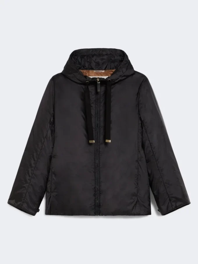 Gepolsterte, wasserabweisende Kapuzenjacke, schwarz Gepolsterte, wasserabweisende Kapuzenjacke, schwarz
