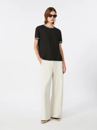 Gerade geschnittene Hose aus Scuba-Jersey, beige