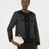 Gesteppte, verkürzte Jacke aus wasserabweisendem Canvas, schwarz Gesteppte, verkürzte Jacke aus wasserabweisendem Canvas, schwarz