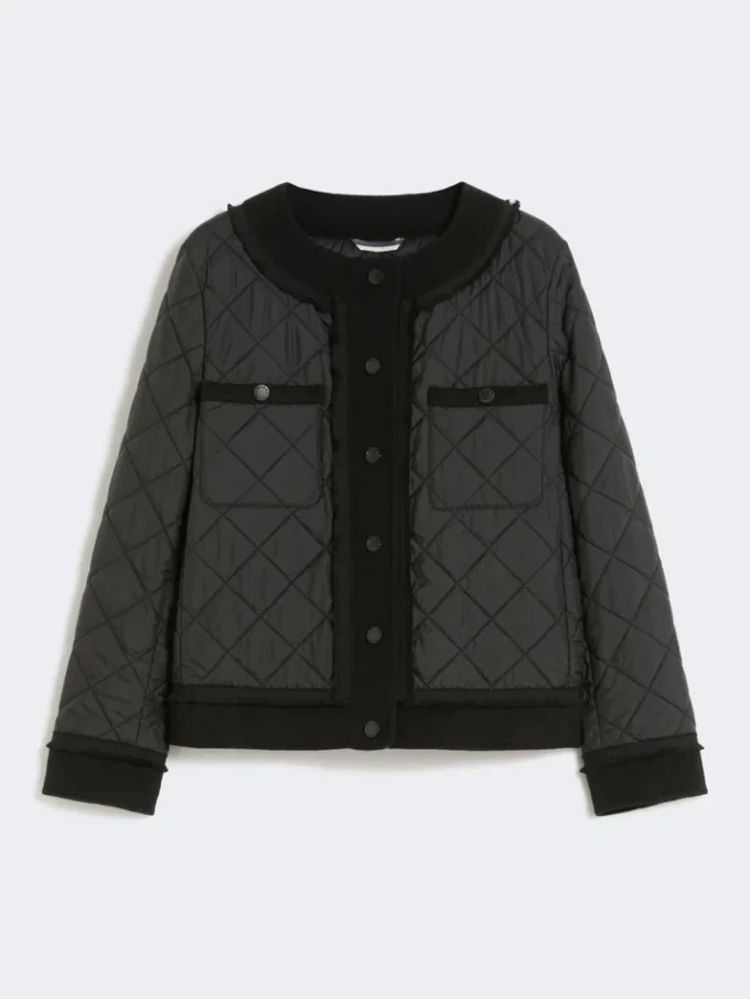 Gesteppte, verkürzte Jacke aus wasserabweisendem Canvas, schwarz Gesteppte, verkürzte Jacke aus wasserabweisendem Canvas, schwarz