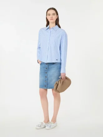 Gestreiftes Oxford-Hemd aus Baumwolle, hellblau Gestreiftes Oxford-Hemd aus Baumwolle, hellblau