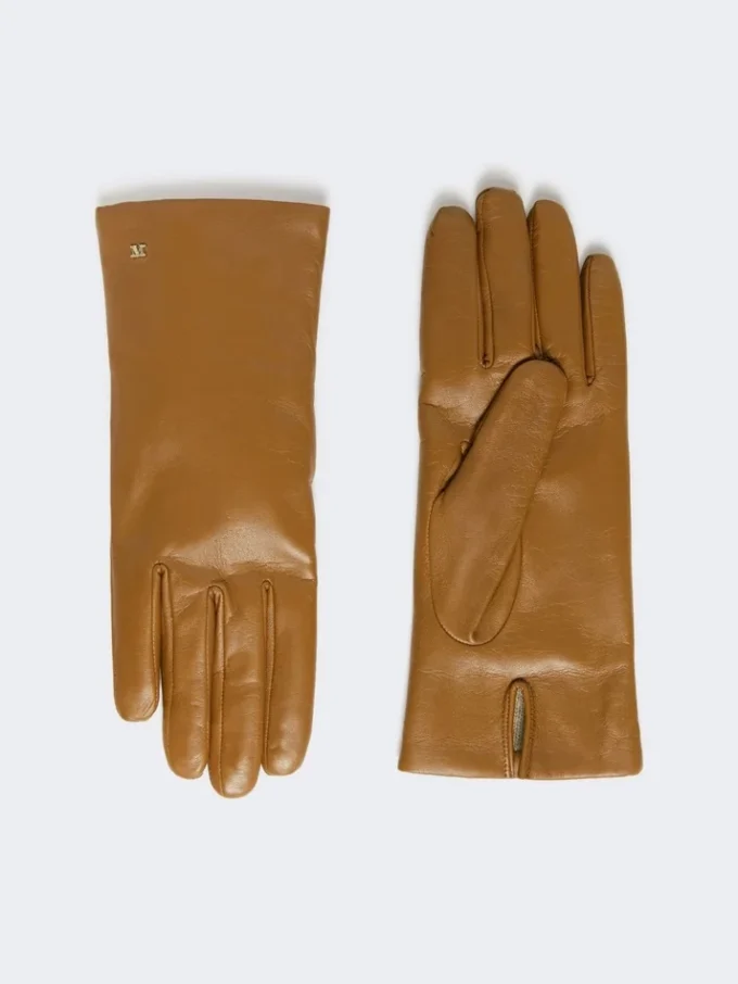 Handschuhe aus Nappaleder, tabakfarben