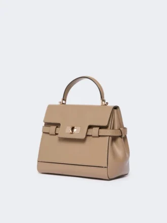 Handtasche aus glattem Leder, schlammfarben Handtasche aus glattem Leder, schlammfarben